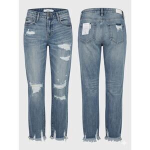 HIDDEN Bailey Boyfriend Distressed Blue Jeans Size 25 New With Tags